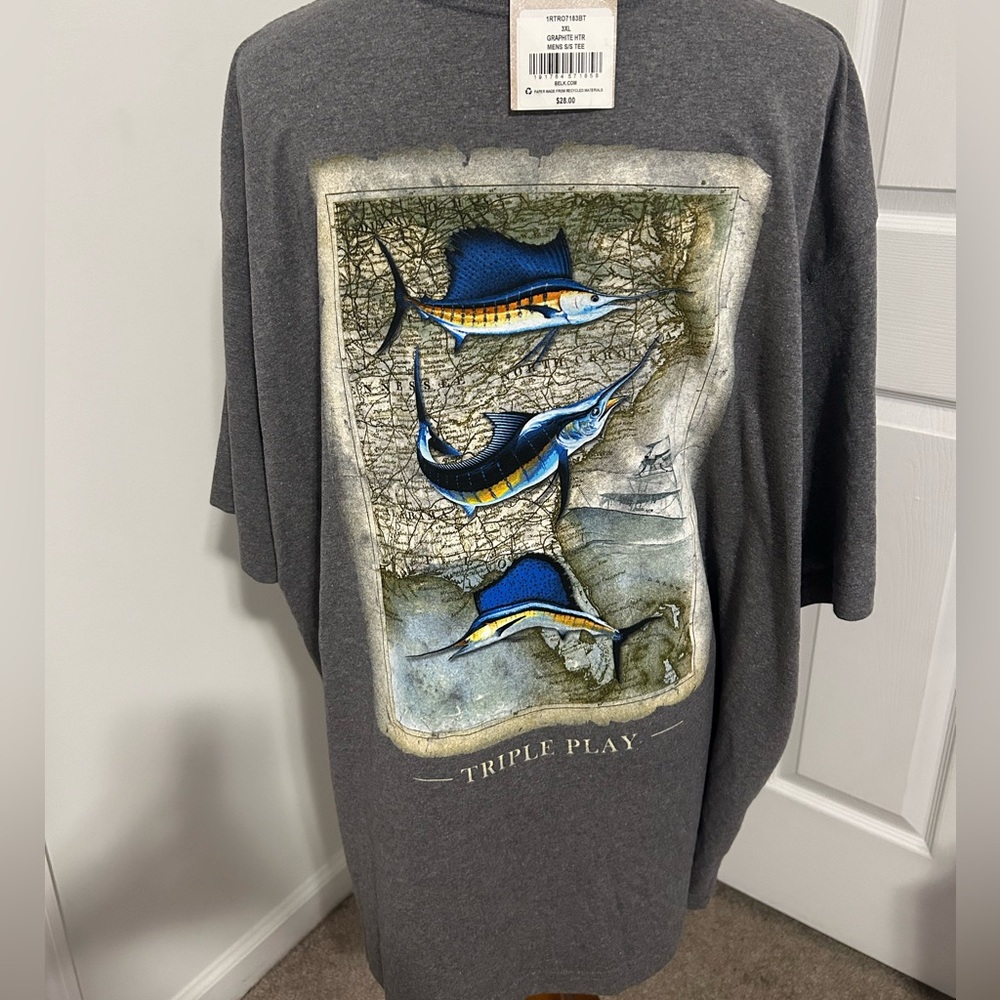 Saddlebred: Gray Graphic T-Shirt with Marlin Design